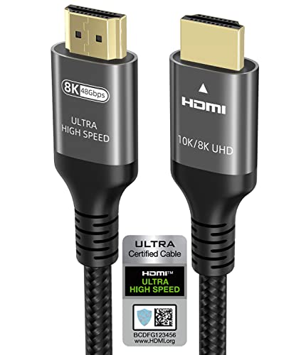 Ubluker 10K 8K 4k HDMI 2.1 Kabel 0,5m, Zertifiziert Ultra High Speed HDMI Kabel 4k 120Hz 144Hz 8k 60Hz 48Gbps eARC HDR10+ HDCP2.3 Kompatibel für Mac Soundbar Gaming PC TV PS5 Xbox von Ubluker