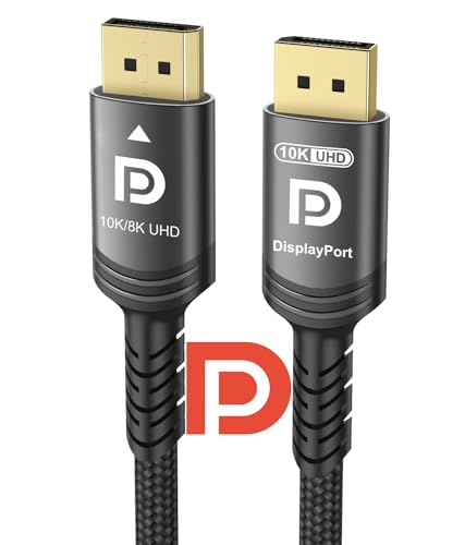 Ubluker 10k 8k DisplayPort Kabel 5 Meter, VESA Zertifiziertes DP zu DP Kabel v2.1 v2.0 v1.4 Nylongeflecht UHBR DSC1.2a HDCP2.3 eARC 16k 8k 60Hz 4k 165Hz 240Hz AMD RX7000 G-Sync Gaming Monitor PC TV von Ubluker