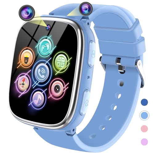 Smartwatch Kinder - Smart Watch Telefon Uhr für Jungen Mädchen mit Anruf, SOS, Spiele, Schrittzähler, Musik, Kamera, Wecker, Hörbuch, Kinderuhr Telefonieren für Kids 3-12 Jahre Geschenk (Blau) von Ucani