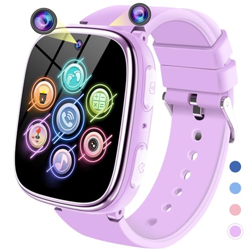 Smartwatch Kinder - Smart Watch Telefon Uhr für Mädchen Jungen mit Anruf, SOS, Spiele, Schrittzähler, Musik, Kamera, Wecker, Hörbuch, Kinderuhr Telefonieren für Kids 3-12 Jahre Geschenk (Lila) von Ucani