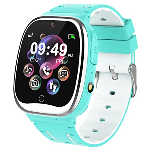 Ucani Smartwatch Kinder - Smart Watch Kids Telefon Uhr mit Schrittzähler 26 Spiele Anruf SOS Musik Kamera Wecker Taschenlampe, Kinderuhr Telefonieren für Jungen Mädchen 4-10 Jahre Geschenk(Grün) von Ucani