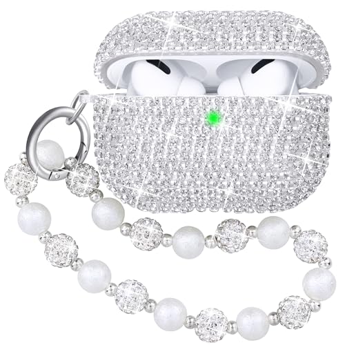 Ucharmbead Schutzhülle für AirPods Pro 2, kompatibel mit AirPods Pro 2. Generation, Glitzer, Strass, silberfarben, mit luxuriösem glänzendem Schlüsselanhänger für Damen Ucharmbead Schutzhülle für AirPods Pro 2, kompatibel mit AirPods Pro 2. Generation, Glitzer, Strass, silberfarben, mit luxuriösem glänzendem Schlüsselanhänger für Damen von Ucharmbead