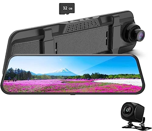 Mirror Dual Dash Cam, 1080P FHD Rückspiegelkamera Smart Driving Assistant mit 10 Zoll IPS Full Touchscreen Front- und Rückkamera mit Einparkhilfe Bewegungserkennung von Udatuhao