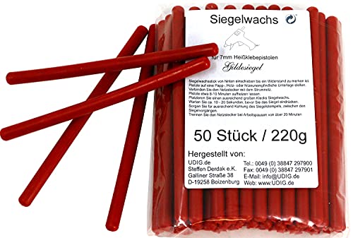7 mm Siegelwachs Sticks Feuerrot für Wachspistole 50er Pack, Siegelwachsstangen für Heißklebepistole entwickelt - knall rot 7 mm Siegelwachs Sticks Feuerrot für Wachspistole 50er Pack, Siegelwachsstangen für Heißklebepistole entwickelt - knall rot von Udig.de