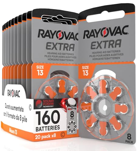 160 Batterien für Hörgeräte Rayovac Extra 13. - 20 Blister à 8 Batterien von Udivita
