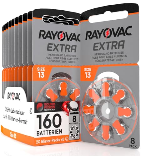 160 Batterien für Hörgeräte Rayovac Extra 13. - 20 Blister à 8 Batterien von Udivita