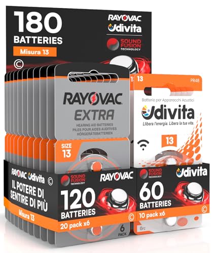 180 Batterien für Hörgeräte Rayovac Extra Advanced 13. - 120 Rayovac + 60 Lebensdauer von Udivita