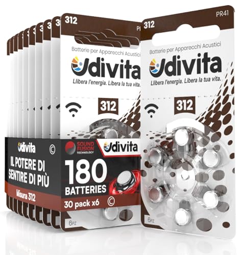 180 Batterien für Hörgeräte Udivita Größe 312. - 30 Blister mit 6 Batterien 180 Batterien für Hörgeräte Udivita Größe 312. - 30 Blister mit 6 Batterien von Udivita