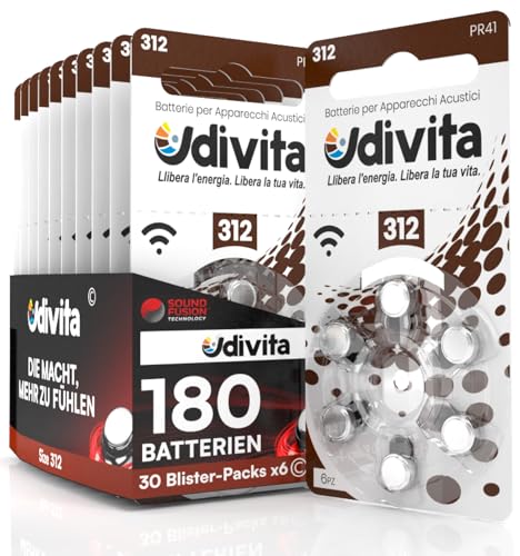 180 Batterien für Hörgeräte Udivita Größe 312. mit Sound Fusion Technologie - 30 Blister mit 6 Batterien 180 Batterien für Hörgeräte Udivita Größe 312. mit Sound Fusion Technologie - 30 Blister mit 6 Batterien von Udivita