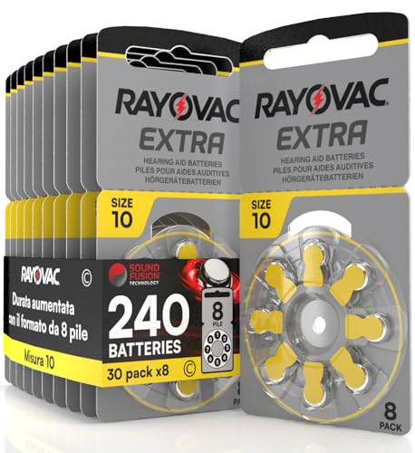 240 Batterien für Hörgeräte Rayovac Extra 10. - 30 Blister à 8 Batterien von Udivita
