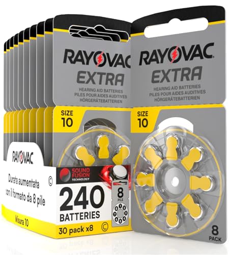 240 Batterien für Hörgeräte Rayovac Extra 10. Sound Fusion Technologie - 30 Blister à 8 Batterien von Udivita