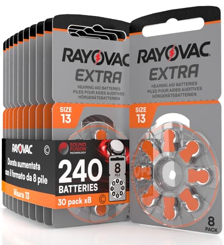 240 Batterien für Hörgeräte Rayovac Extra 13. - 30 Blister à 8 Batterien von Udivita