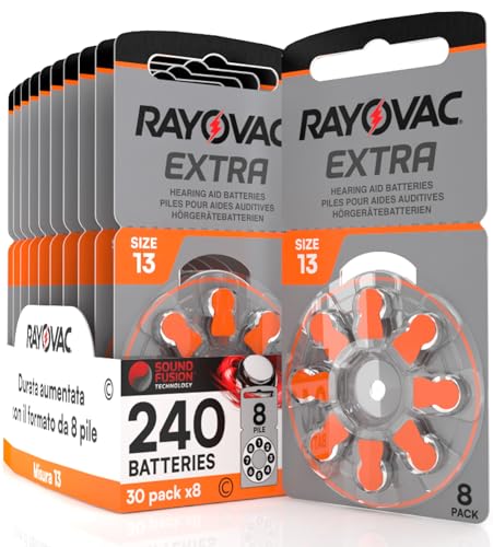 240 Batterien für Hörgeräte Rayovac Extra 13. Sound Fusion Technologie - 30 Blister à 8 Batterien von Udivita