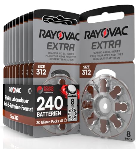 240 Batterien für Hörgeräte Rayovac Extra 312-30 Blister à 8 Batterien von Udivita