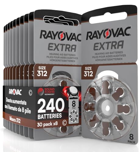 240 Batterien für Hörgeräte Rayovac Extra 312-30 Blister à 8 Batterien von Udivita
