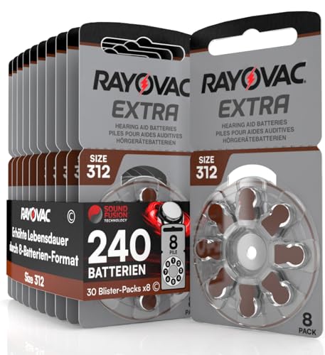 240 Batterien für Hörgeräte Rayovac Extra 312. - 30 Blister à 8 Batterien von Udivita