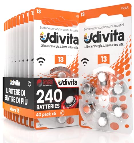 240 Batterien für Hörgeräte Udivita Größe 13. - 40 Blister mit 6 Batterien 240 Batterien für Hörgeräte Udivita Größe 13. - 40 Blister mit 6 Batterien von Udivita
