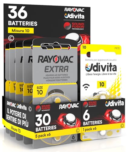 36 Batterien für Hörgeräte Rayovac 10 Extra Advanced - 30 Rayovac + 6 Udivita 36 Batterien für Hörgeräte Rayovac 10 Extra Advanced - 30 Rayovac + 6 Udivita von Udivita