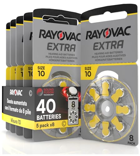 40 Batterien für Hörgeräte Rayovac Extra 10. - 5 Blister à 8 Batterien von Udivita