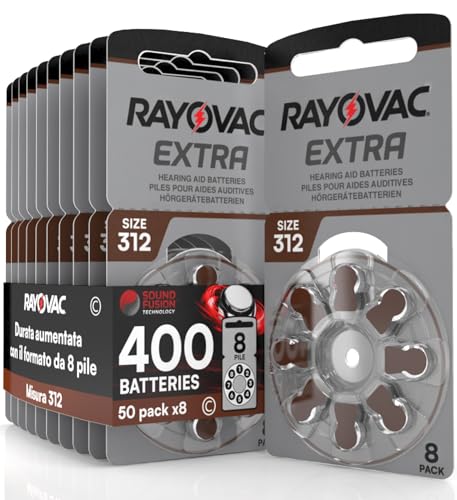 400 Batterien für Hörgeräte Rayovac Extra 312-50 Blister à 8 Batterien von Udivita