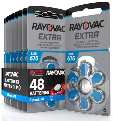 48 Batterien für Hörgeräte Rayovac Extra Advanced 675. 8 Blister mit 6 Batterien von Udivita