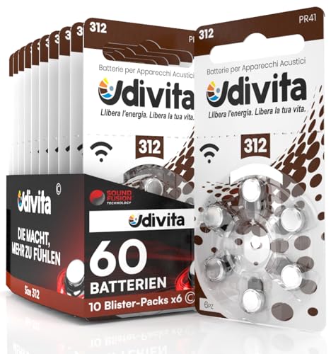 60 Batterien für Hörgeräte Udivita Größe 312. mit Sound Fusion Technologie - 10 Blister mit 6 Batterien 60 Batterien für Hörgeräte Udivita Größe 312. mit Sound Fusion Technologie - 10 Blister mit 6 Batterien von Udivita