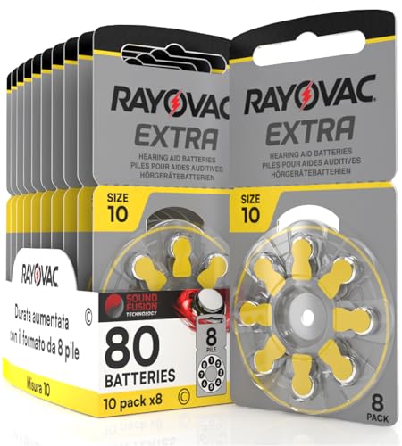 80 Batterien für Hörgeräte Rayovac Extra 10. - 10 Blister à 8 Batterien von Udivita