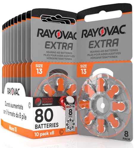 80 Batterien für Hörgeräte Rayovac Extra 13. - 10 Blister à 8 Batterien von Udivita