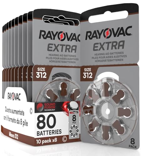 80 Batterien für Hörgeräte Rayovac Extra 312-10 Blister à 8 Batterien von Udivita
