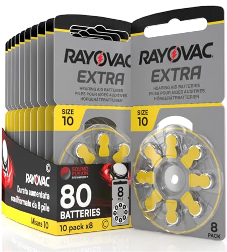 80 Batterien für Hörgeräte Rayovac Extra Größe 10. - 10 Blister mit 8 Batterien von Udivita