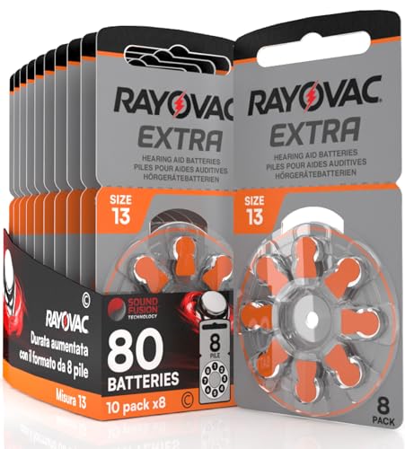 80 Batterien für Hörgeräte Rayovac Extra Größe 13. - 10 Blister mit 8 Batterien 80 Batterien für Hörgeräte Rayovac Extra Größe 13. - 10 Blister mit 8 Batterien von Udivita