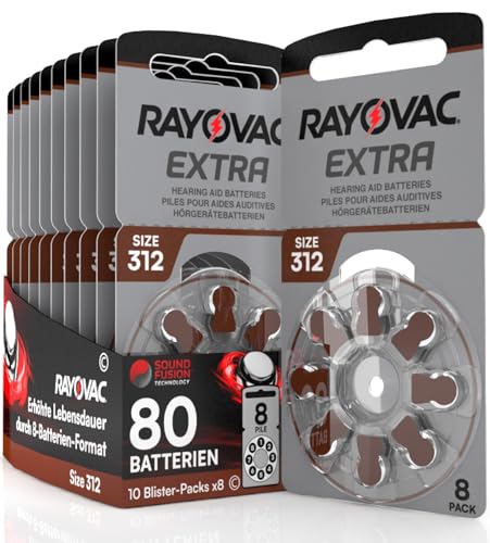80 Batterien für Hörgeräte Rayovac Extra Größe 312 mit Sound Fusion Technologie - 10 Blister mit 8 Batterien 80 Batterien für Hörgeräte Rayovac Extra Größe 312 mit Sound Fusion Technologie - 10 Blister mit 8 Batterien von Udivita