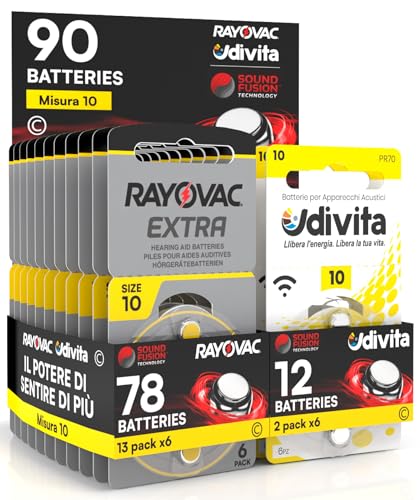 90 Batterien für Hörgeräte Rayovac Extra Advanced 10. - 78 Rayovac + 12 Udivita 90 Batterien für Hörgeräte Rayovac Extra Advanced 10. - 78 Rayovac + 12 Udivita von Udivita