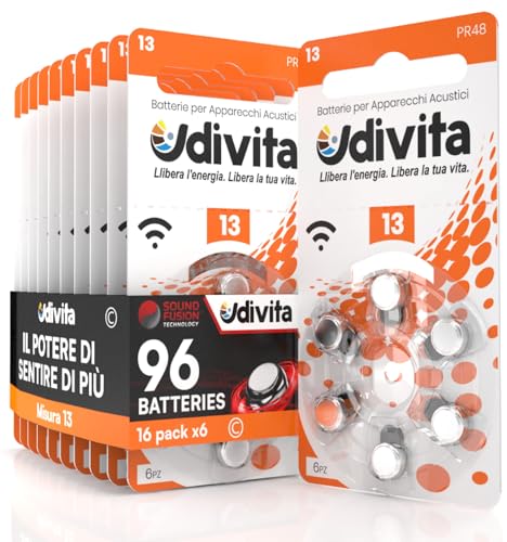 96 Batterien für Hörgeräte Udivita Größe 13. - 16 Blister mit 6 Batterien 96 Batterien für Hörgeräte Udivita Größe 13. - 16 Blister mit 6 Batterien von Udivita