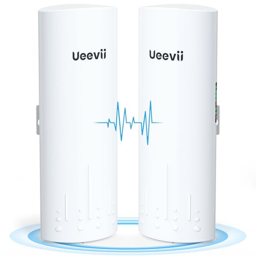 Gigabit Wireless Bridge, UeeVii CPE820 5.8 G 1 Gbit/s Point to Point WiFi Outdoor CPE mit 16dBi High-Gain-Antenne, Reichweite bis zu 3 km, Plug and Play, IP65 wasserdicht, 2-Wasserdicht Packung von UeeVii