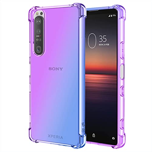 Ueokeird Für Xperia 1 II Hülle, XQ-AT51, XQ-AT52 Hülle, Klar Niedlich Farbverlauf Handyhülle Slim Anti Kratzer Flexible TPU Cover Stoßfeste Schutzhülle für Sony Xperia 1 II (Lila/Blau) von Ueokeird
