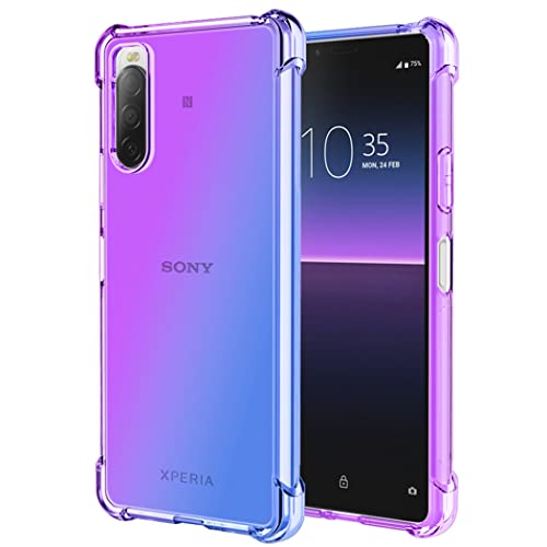 Ueokeird Für Xperia 10 II Hülle, XQ-AU51 XQ-AU52 Hülle, Klar Niedlich Farbverlauf Handyhülle Slim Anti Kratzer Flexible TPU Cover Stoßfeste Schutzhülle für Sony Xperia 10 II (Lila/Blau) von Ueokeird