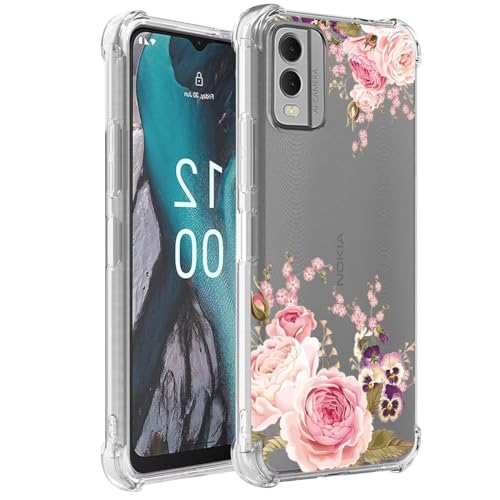 Ueokeird Handyhülle für Nokia G22, NokiaG22 TA-1516, dünn, stoßfest, klar, Blumenmuster, flexible TPU-Schutzhülle für Nokia G22, Rosenblume von Ueokeird