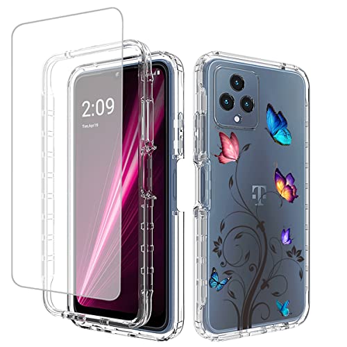 Ueokeird Schutzhülle für REVVL 6 Hülle, T Phone 5G TMAF025G Hülle mit Displayschutz aus gehärtetem Glas, klares Schmetterlingsmuster, Ganzkörper-Schutzhülle für T-Mobile REVVL 6 5G Ueokeird Schutzhülle für REVVL 6 Hülle, T Phone 5G TMAF025G Hülle mit Displayschutz aus gehärtetem Glas, klares Schmetterlingsmuster, Ganzkörper-Schutzhülle für T-Mobile REVVL 6 5G von Ueokeird