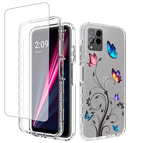 Ueokeird Schutzhülle für REVVL 6 Pro, T Phone Pro 5G TMAF035G Hülle mit Displayschutzfolie aus gehärtetem Glas, transparent, Schmetterlingsmuster, Ganzkörper-Schutzhülle für T-Mobile REVVL 6 Pro 5G Ueokeird Schutzhülle für REVVL 6 Pro, T Phone Pro 5G TMAF035G Hülle mit Displayschutzfolie aus gehärtetem Glas, transparent, Schmetterlingsmuster, Ganzkörper-Schutzhülle für T-Mobile REVVL 6 Pro 5G von Ueokeird