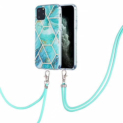 Handykette Hülle Kompatibel mit iPhone SE 2020, iPhone 7/8 Matt Marmor Hülle, Weich Stein Marble Necklace Handyhülle mit Band Transparent Silikon Schutzhülle Case für iPhone SE 2020, iPhone 7/8 Grün von Ufgoszvp