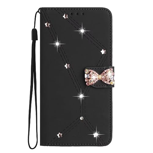 Hülle Case für Samsung Galaxy A34 5G Glitzer Bling Strass Schmetterling Diamant Handyhülle für Samsung Galaxy A34 5G Flip Schutzhülle mit Standfunktion Handytasche Schutz Handyhülle Mädchen,schwarz von Ufgoszvp