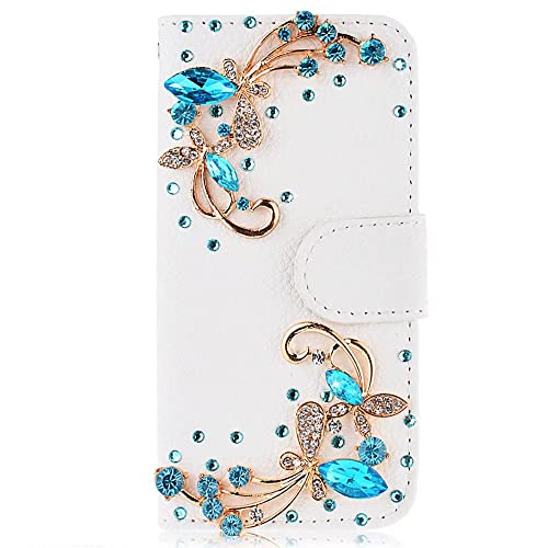 Hülle Case für Samsung Galaxy A52 5G/4G/ A52S Glitzer Bling Strass Perlen Diamant Blumen Ultra Handyhülle Flip Schutzhülle mit Standfunktion Handytasche Cover PU Handy Schutz Handyhülle Mädchen von Ufgoszvp