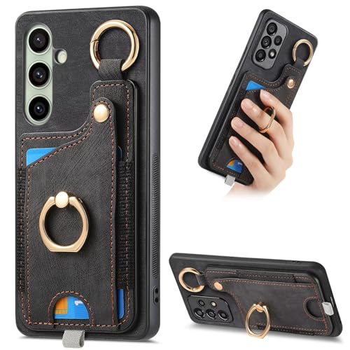 Lederhülle für iPhone 16 Pro Hülle Leder, Magnet Ring ständer Klapphülle, mit Kartenfach, Flip Handyhülle Etui Handytasche Schutzhülle Tasche für iPhone 16 Pro,schwarz Lederhülle für iPhone 16 Pro Hülle Leder, Magnet Ring ständer Klapphülle, mit Kartenfach, Flip Handyhülle Etui Handytasche Schutzhülle Tasche für iPhone 16 Pro,schwarz von Ufgoszvp