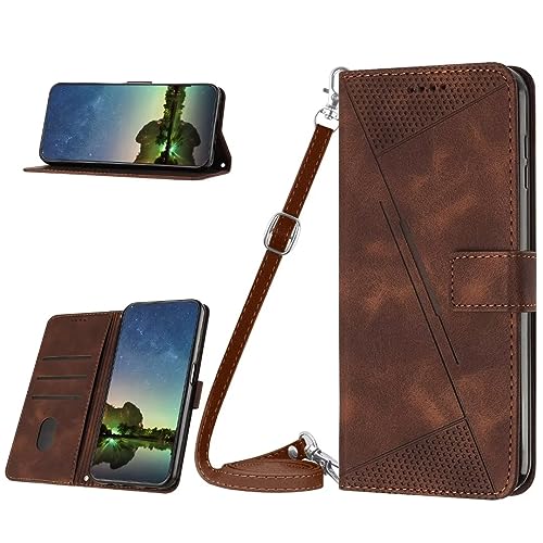 Ufgoszvp Handykette Handyhülle für Samsung Galaxy S8 Hülle mit Necklace [Premium PU Leder] Klapphülle Ständer Kartenfach Schutzhülle Flip Case Cover Etui Tasche Band für Samsung Galaxy S8, braun von Ufgoszvp