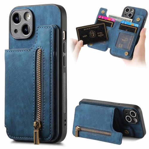 Hülle für Samsung Galaxy A55 5G mit Kartenhalter, Leder Samsung Galaxy A55 5G Handyhülle Handytasche Reißverschluss Brieftasche, Stoßfeste Schutzhülle für Samsung Galaxy A55 5G,blau von Ufgoszvp