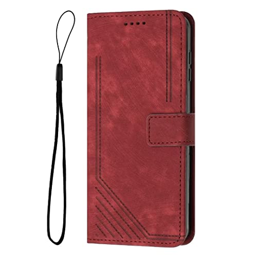Ufgoszvp für Motorola Moto G72 Hülle PU Leder Handyhülle Lederhülle Klapphülle Kartenfach [RFID Schutz] Magnet Schutzhülle Flip Cover Handy Hülle Leather Wallet Phone Case für Motorola Moto G72, rot von Ufgoszvp