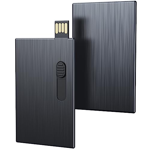 Uflatek 16GB USB-Stick Business Kreditkarten USB 2.0 Flash-Laufwerk Metall Shell Speicherstick Schwarz Flash Drive Scheckkartenform Neuheit Memory Stick Extern Speicher für Computer Laptop von Uflatek