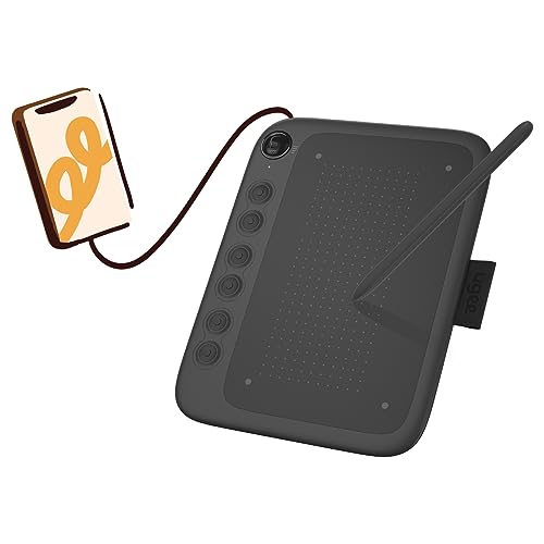 ugee Q6 Grafiktablett 6×4 Zoll Tragbar Zeichentablett mit Integriertes Typ-C Kabel für Digital Zeichnen Online Unterricht von Ugee