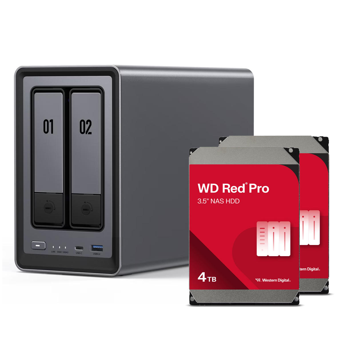 UGREEN DXP2800 8TB WD Red Pro NAS-Bundle NAS inkl. 2x 4TB WD Red Pro 3.5 Zoll SATA Festplatte UGREEN DXP2800 8TB WD Red Pro NAS-Bundle NAS inkl. 2x 4TB WD Red Pro 3.5 Zoll SATA Festplatte von Ugreen